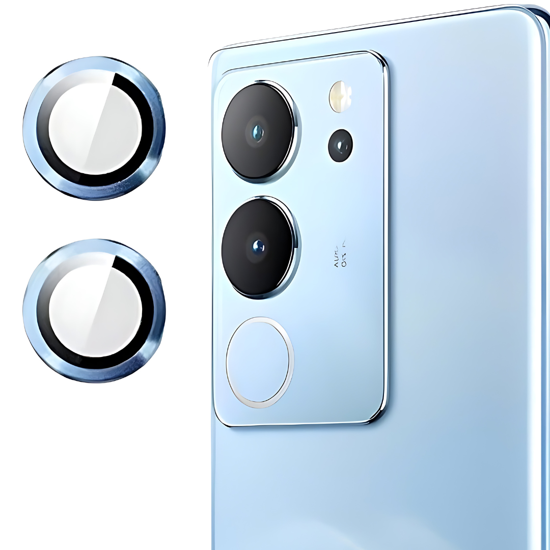 Sierra Blue Metallic camera ring lens guard for Vivo V29 Pro