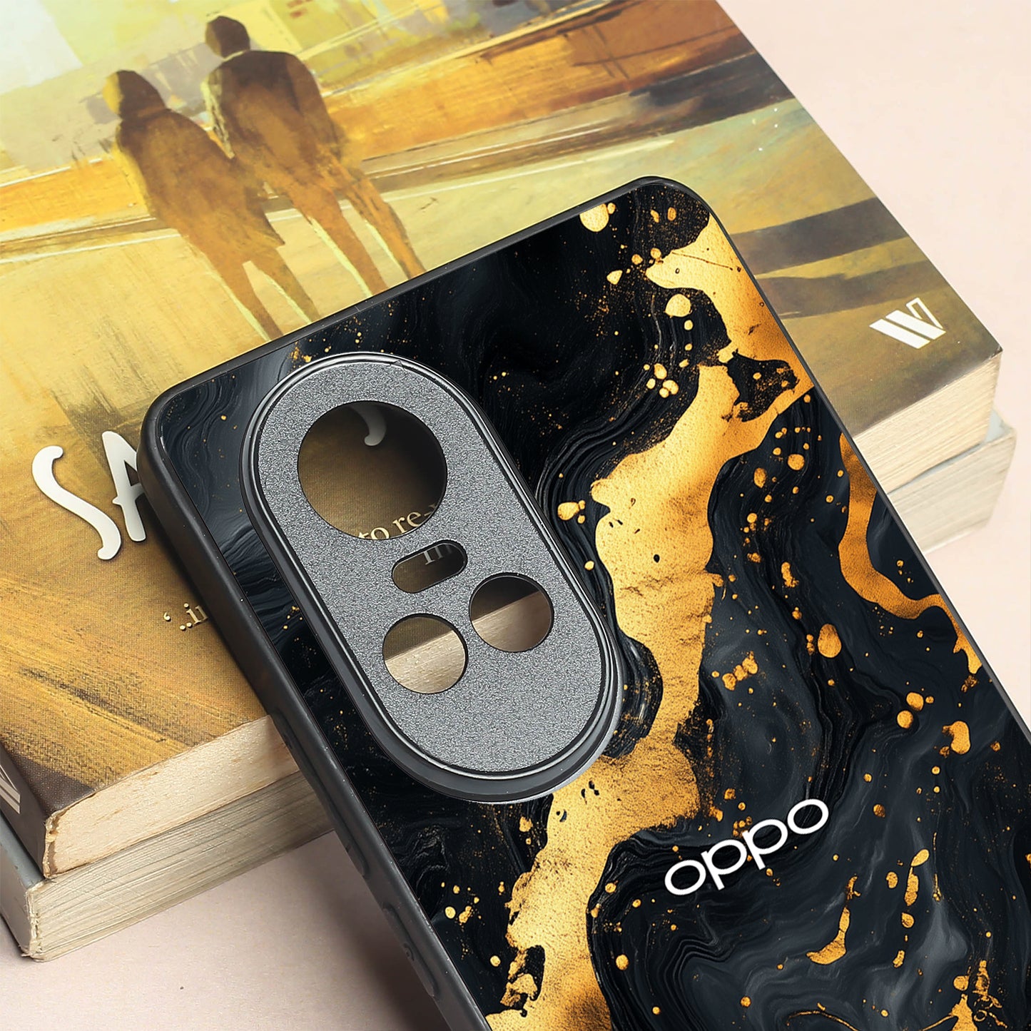 Black Gold Blaze metal back case for Oppo Reno 10