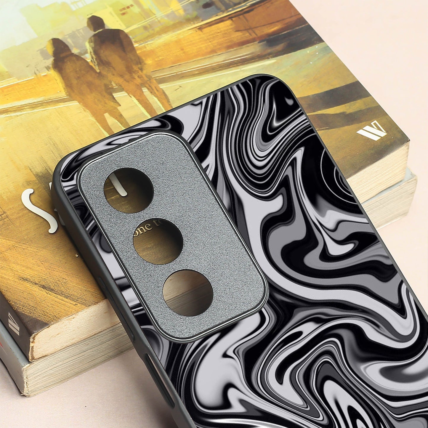 Blackout Marble metal back case for Oppo K12X