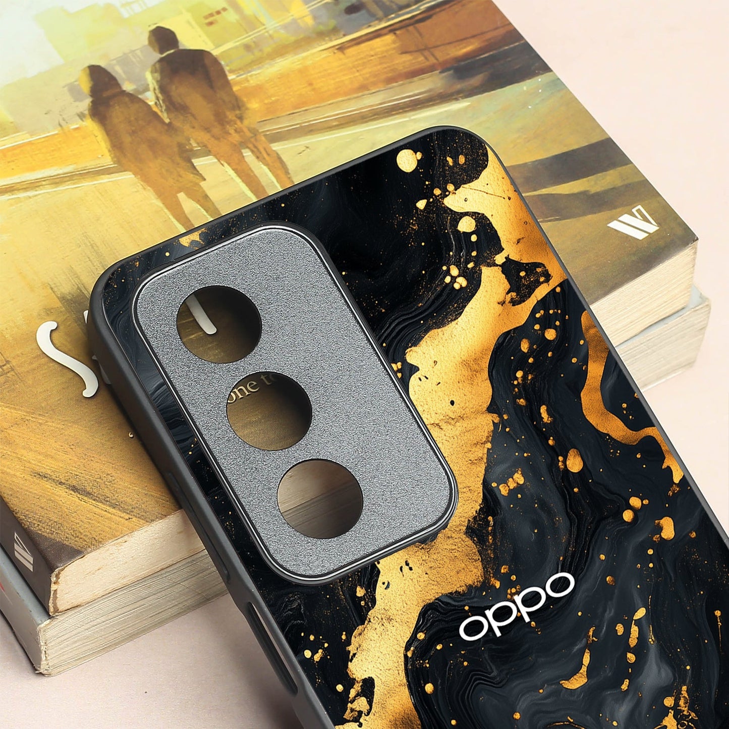 Black Gold Blaze metal back case for Oppo A3 Pro 5g