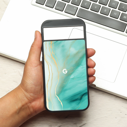 Green Luxe Marble metal back case for Google Pixel 8