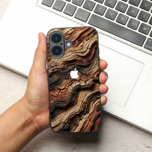 Wood Waves metal back case for Apple Iphone 16