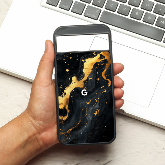 Black Gold Blaze  metal back case for Google Pixel 8