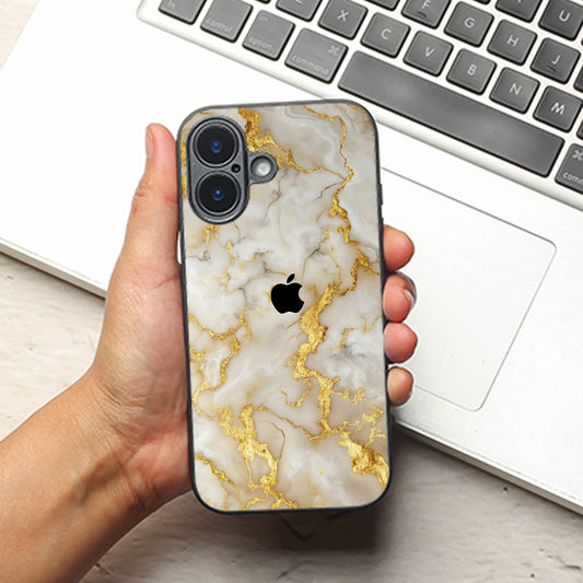 Gold Vein Glory metal back case for Apple Iphone 16