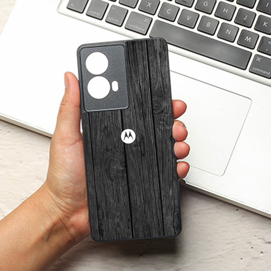 Dark Wood metal back case for Motorola G85