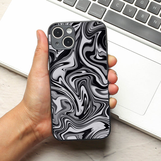 Blackout Marble metal back case for Apple Iphone 15