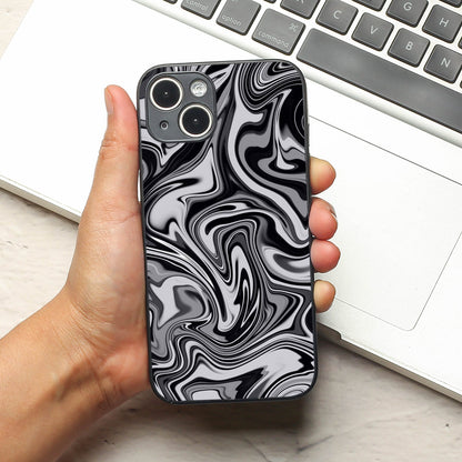 Blackout Marble metal back case for Apple Iphone 14 Plus
