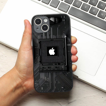 Microchip metal back case for Apple Iphone 15