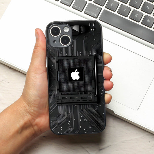 Microchip metal back case for Apple Iphone 15