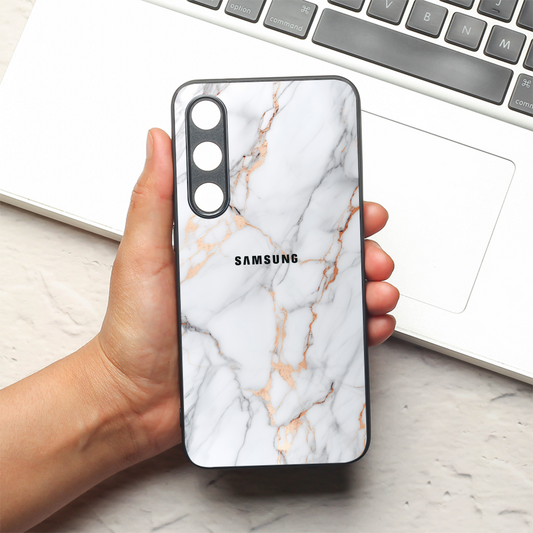 Copper Luxe Marble metal back case for Samsung S23 FE