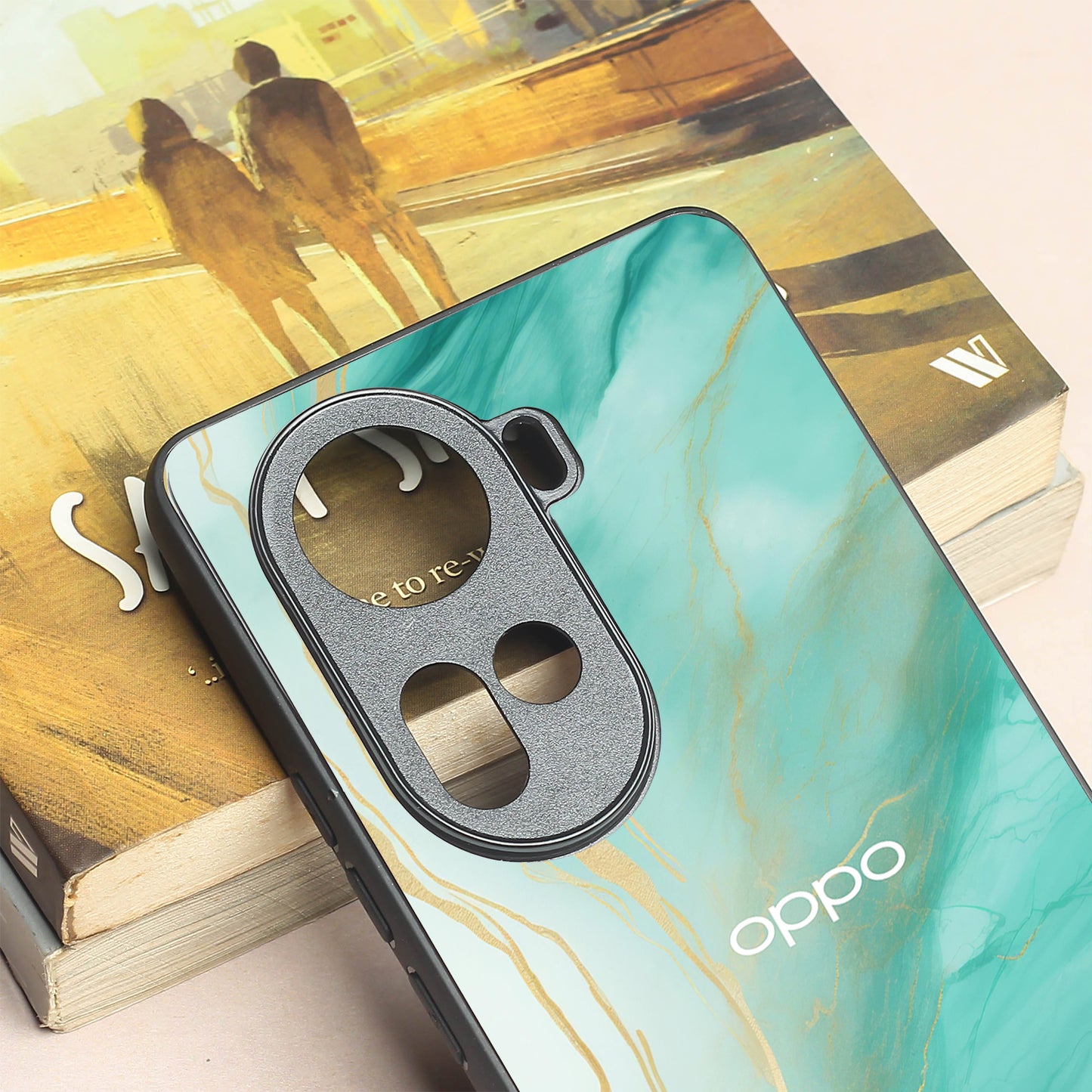 Green Luxe Marble metal back case for Oppo Reno 11