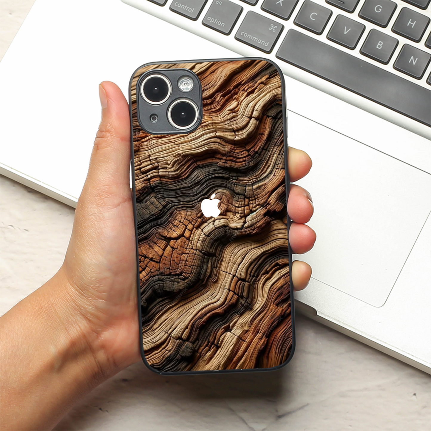 Wood Waves metal back case for Apple Iphone 13