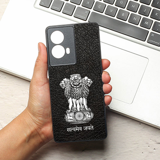 Black Satyamev Jayate metal back case for Motorola G85