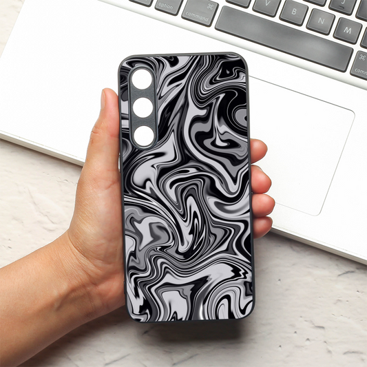Blackout Marble metal back case for Samsung S23 FE