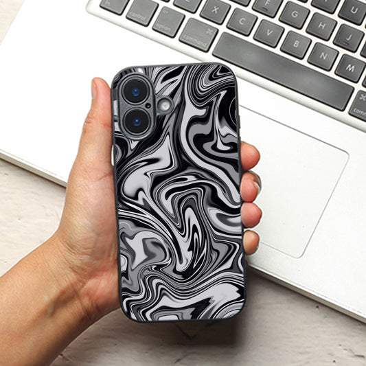 Blackout Marble metal back case for Apple Iphone 16