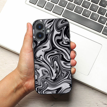 Blackout Marble metal back case for Apple Iphone 16 Plus