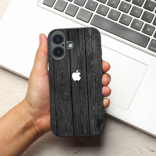 Dark Wood metal back case for Apple Iphone 16