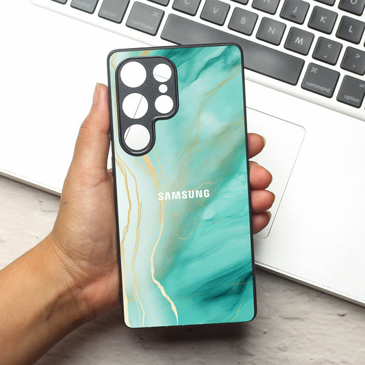 Green Luxe Marble metal back case for Samsung S25 Ultra