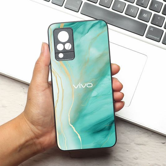 Green Luxe Marble metal back case for Vivo V21