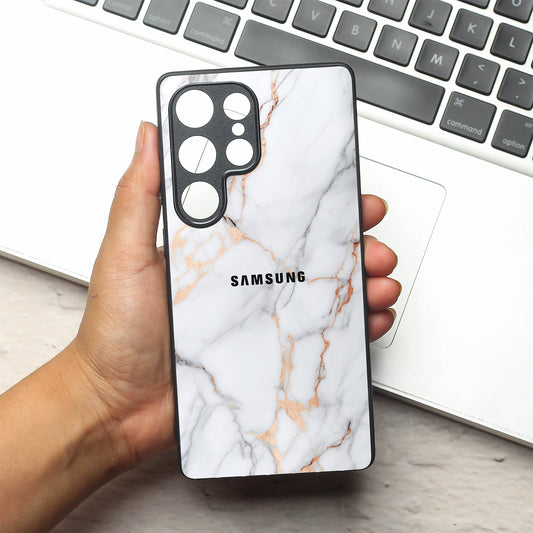Copper Luxe Marble metal back case for Samsung S25 Ultra