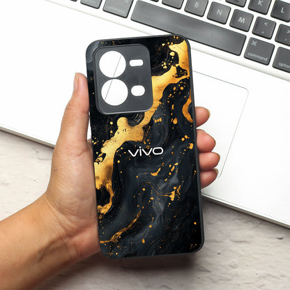 Black Gold Blaze  metal back case for Vivo V25