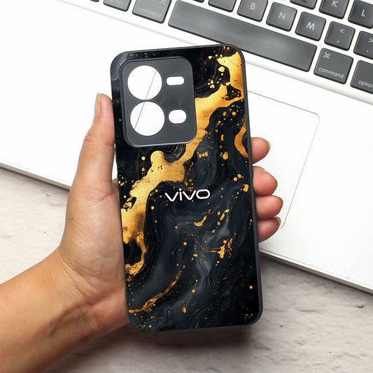 Black Gold Blaze  metal back case for Vivo V25