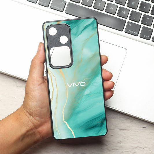Green Luxe Marble metal back case for Vivo S18