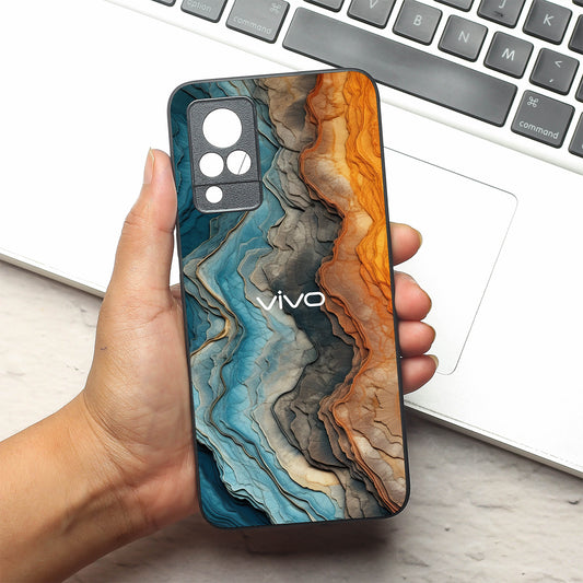 Layered Marble metal back case for Vivo V21