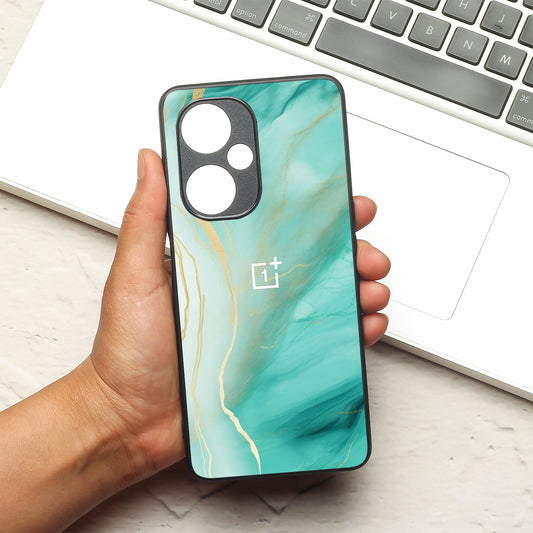 Green Luxe Marble metal back case for Oneplus Nord CE 3 Lite