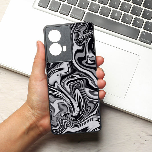 Blackout Marble metal back case for Motorola Edge 50 Fusion