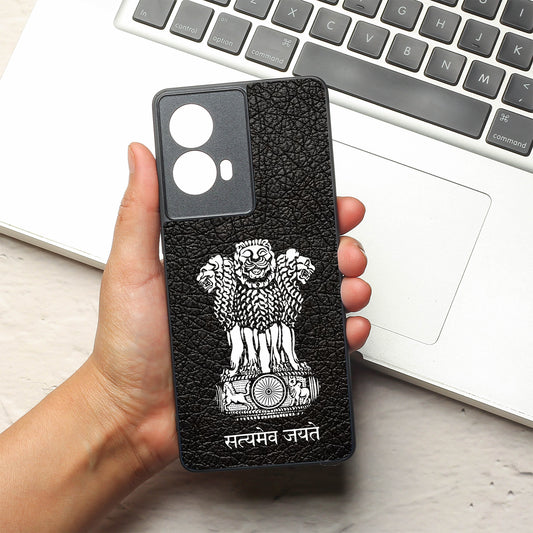 Black Satyamev Jayate metal back case for Motorola Edge 50 Fusion