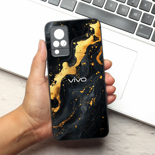 Black Gold Blaze  metal back case for Vivo V21