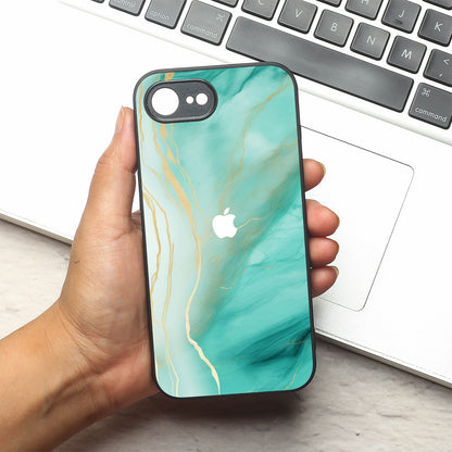 Green Luxe Marble metal back case for Apple Iphone 16e
