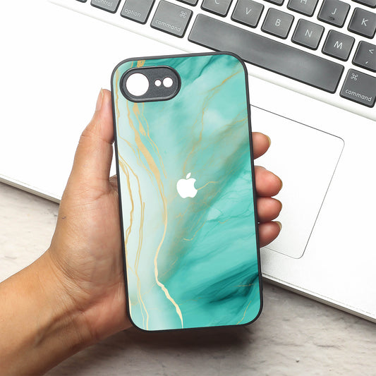 Green Luxe Marble metal back case for Apple Iphone 16e