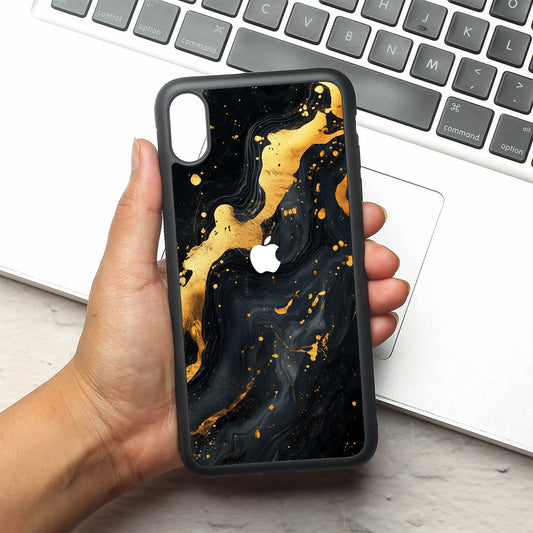 Black Gold Blaze  metal back case for Apple Iphone Xs Max