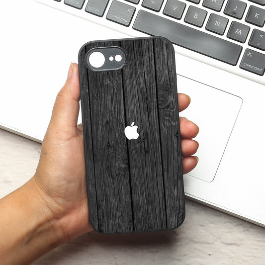 Dark Wood metal back case for Apple Iphone 16e
