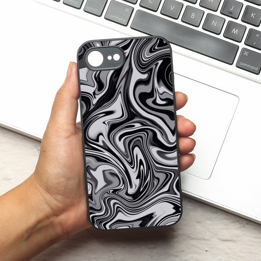 Blackout Marble metal back case for Apple Iphone 16e