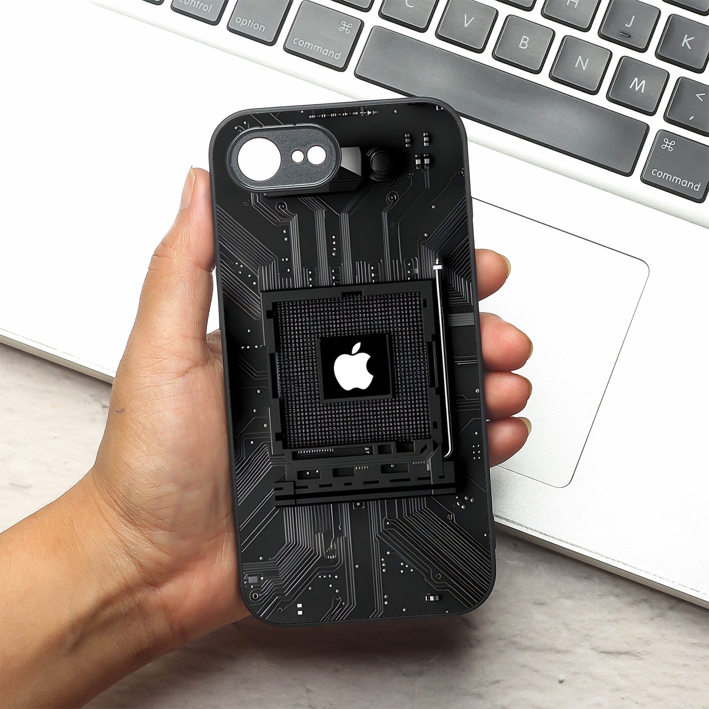 Microchip metal back case for Apple Iphone 16e