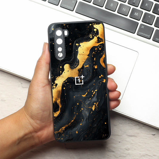 Black Gold Blaze  metal back case for Oneplus Nord