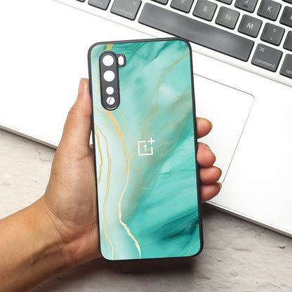 Green Luxe Marble metal back case for Oneplus Nord