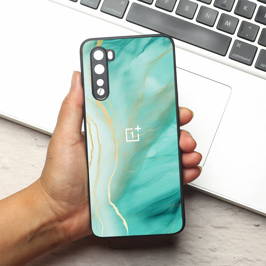 Green Luxe Marble metal back case for Oneplus Nord
