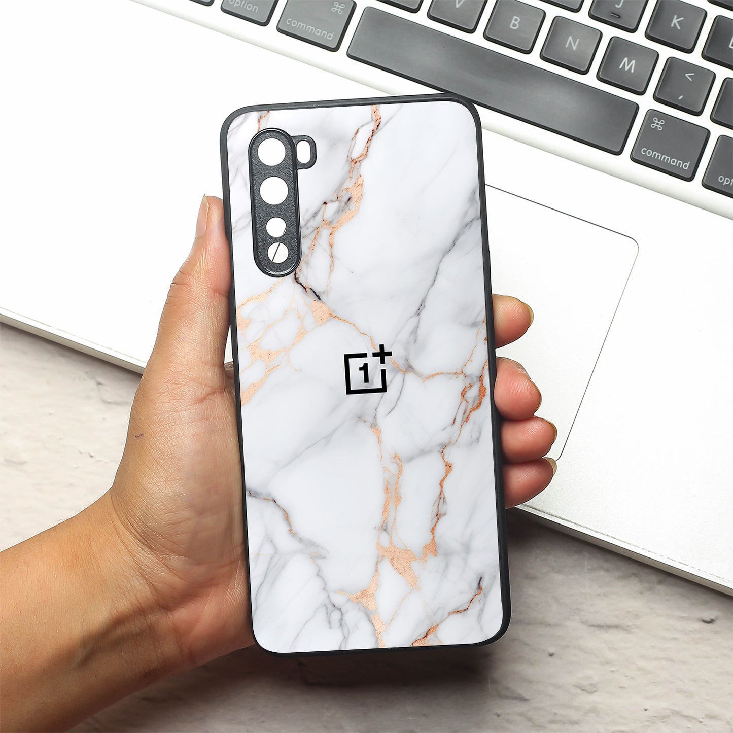 Copper Luxe Marble metal back case for Oneplus Nord