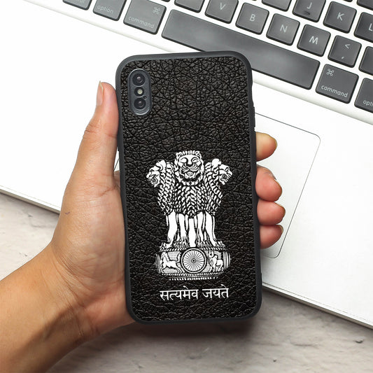 Black Satyamev Jayate metal back case for Apple Iphone X/XS