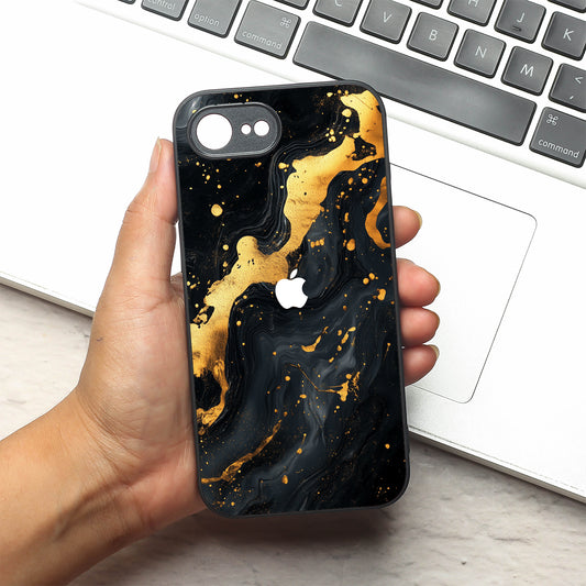 Black Gold Blaze  metal back case for Apple Iphone 16e