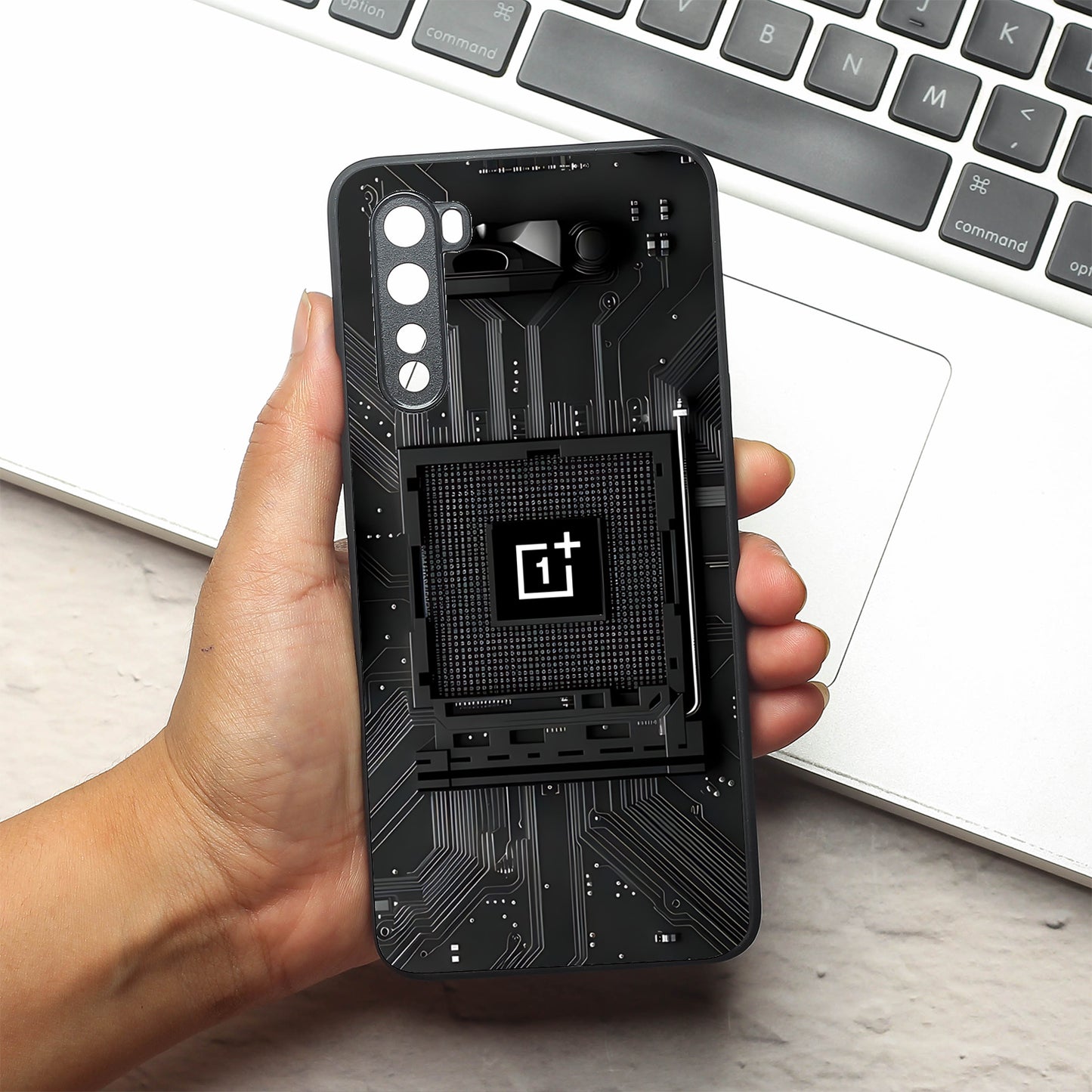 Microchip metal back case for Oneplus Nord