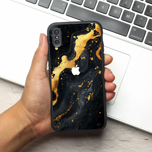 Black Gold Blaze  metal back case for Apple Iphone X/XS