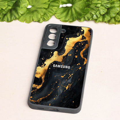 Black Gold Blaze  metal back case for Samsung S21 FE