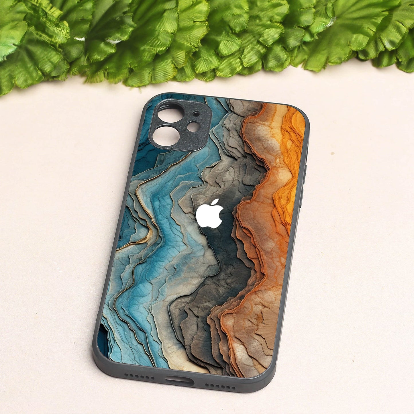 Layered Marble metal back case for Apple Iphone 12