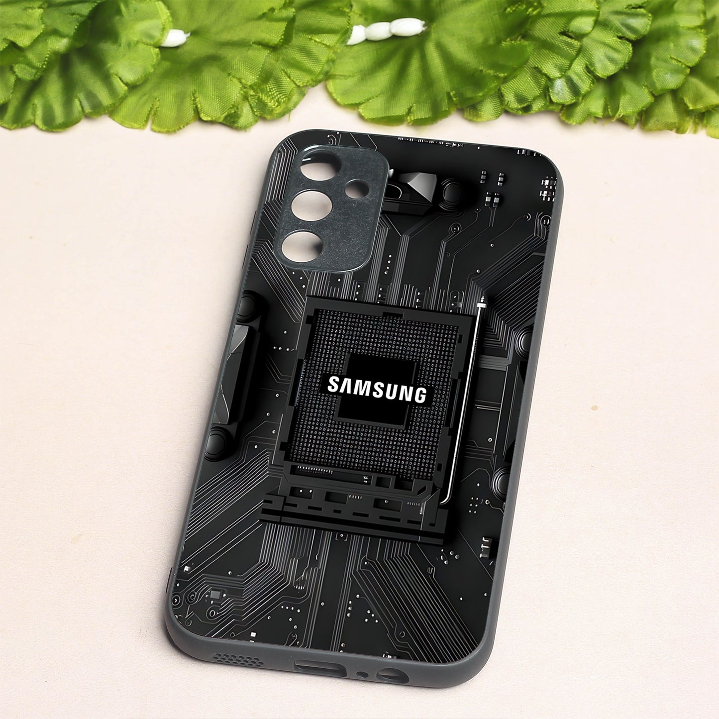 Microchip metal back case for Samsung A14
