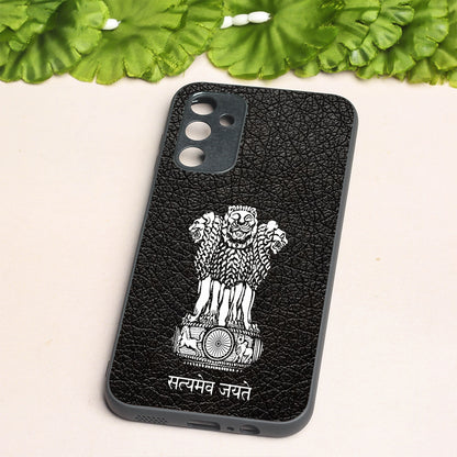 Black Satyamev Jayate metal back case for Samsung A14